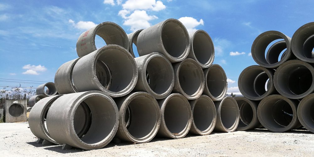 Stacked,Pipe,At,Concrete,Factory